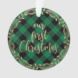 私たちのエレガント初めてのクリスマスをミスター&ミセス写真として金ゴールド オーナメント