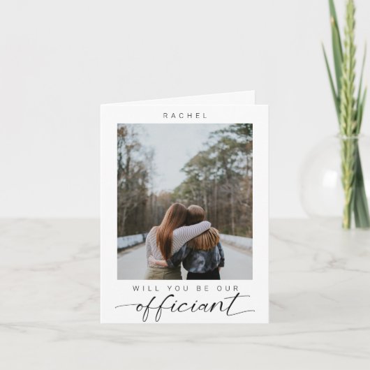 私たちのオフィシエントになってくれますか？ ミニマル フォト モダン 招待状 (正面)