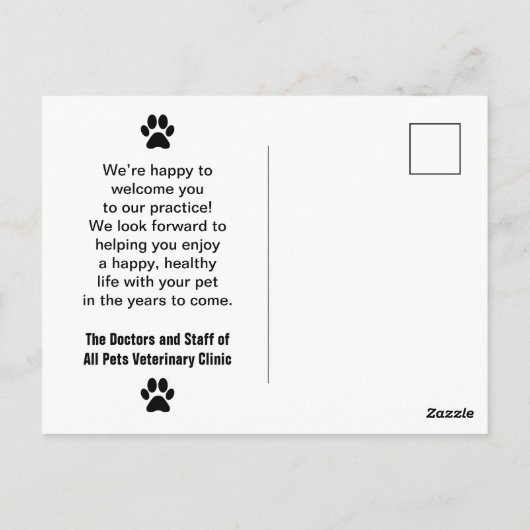 私たちのオフィスの犬と猫のペットのポストカードへようこそ ポストカード (裏面)