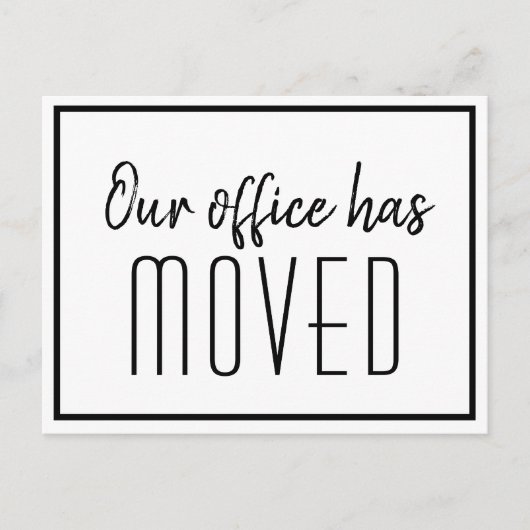 私たちのオフィスはビジネスシンプルの移モダン動を動かした ポストカード (正面)