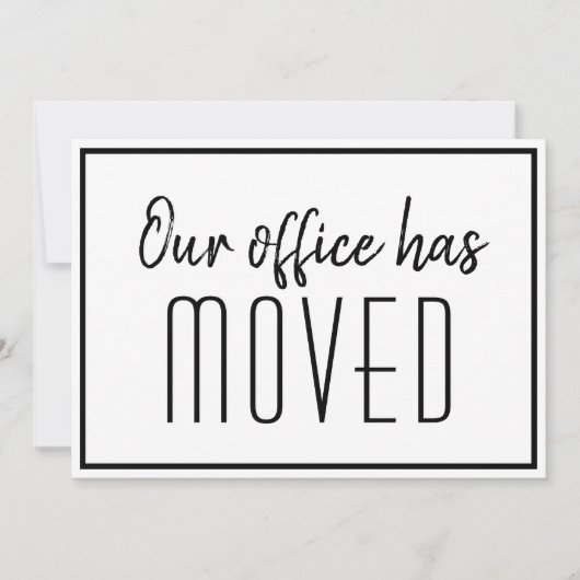 私たちのオフィスはビジネスシンプルの移モダン動を動かした 案内状 (正面)