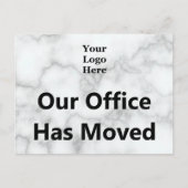 私たちのオフィスは大理石フェイクあなたのロゴをここに移動した ポストカード (正面)