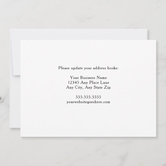 私たちのオフィスは緑の白いビジネスを動かしている 案内状 (裏面)