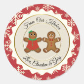 私たちのキッチンからジンジャーブレッドのカップル大 ラウンドシール (正面)