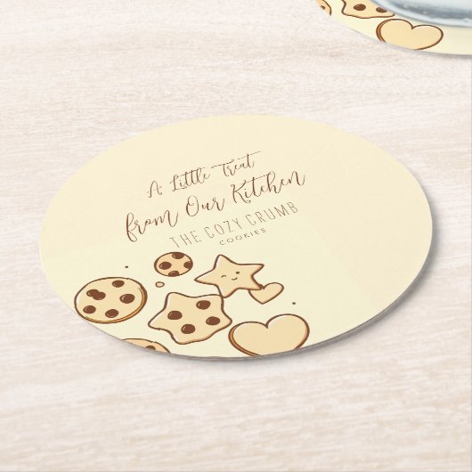 私たちのキッチン（クリーム）から少しトリートメント ラウンドペーパーコースター (アングル)