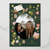 私たちのクリスマスお気に入りのの事物の写真 箔シーズンカード (正面)