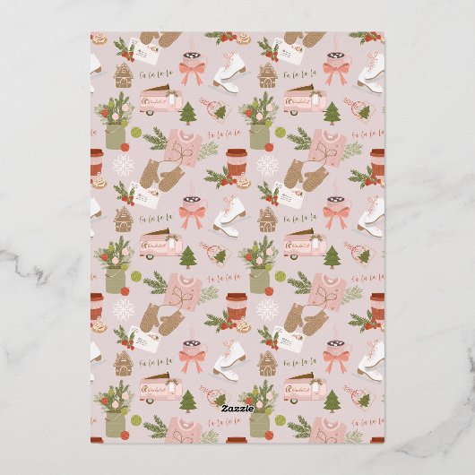 私たちのクリスマスお気に入りのの事物の写真 箔シーズンカード (裏面)