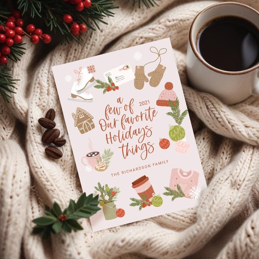 私たちのクリスマスのお気に入りのもの赤面ピンク シーズンカード