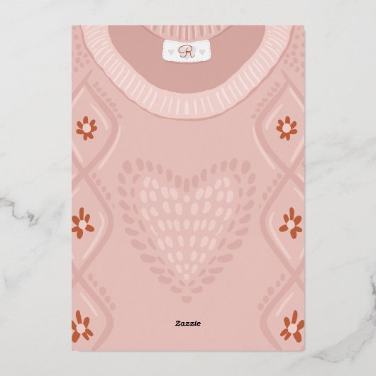 私たちのクリスマスのお気に入りのもの赤面ピンク 箔シーズンカード (裏面)