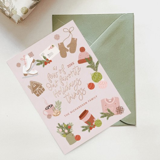 私たちのクリスマスのお気に入りのもの赤面ピンク 箔シーズンカード