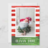 私たちのクリスマス生まれたばかりのの奇跡のフォトレストライプッド 案内状 (正面)