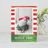 私たちのクリスマス生まれたばかりのの奇跡のフォトレストライプッド 案内状 (スタンド正面)