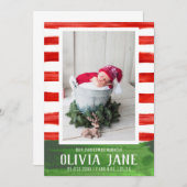 私たちのクリスマス生まれたばかりのの奇跡のフォトレストライプッド 案内状 (正面/裏面)