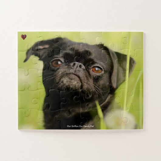 私たちのグリフォン犬は私たちの家族ペット ジグソーパズル (横)