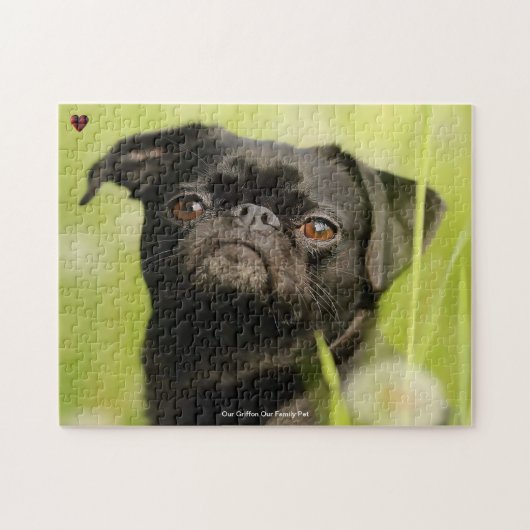 私たちのグリフォン犬私たちの家族ペットジグソーパズル ジグソーパズル (横)