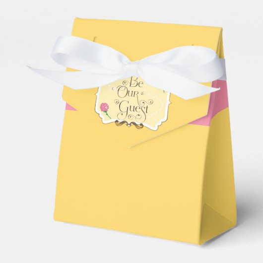 私たちのゲストであるピンクのバラの誕生日パーティーのお気に入りボックス フェイバーボックス (正面サイド)