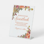 私たちのゲストブックにオレンジ・ブルゴーニュのサインを結婚下さい 台座サイン (正面)