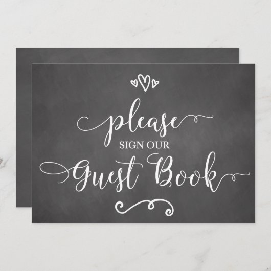 私たちのゲストブックにサインしてください ウェディングサイン (正面/裏面)