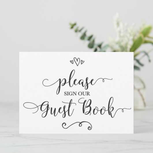 私たちのゲストブックにサインしてください ウェディングサイン 招待状 (スタンド正面)