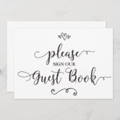 私たちのゲストブックにサインしてください ウェディングサイン 招待状 (正面/裏面)