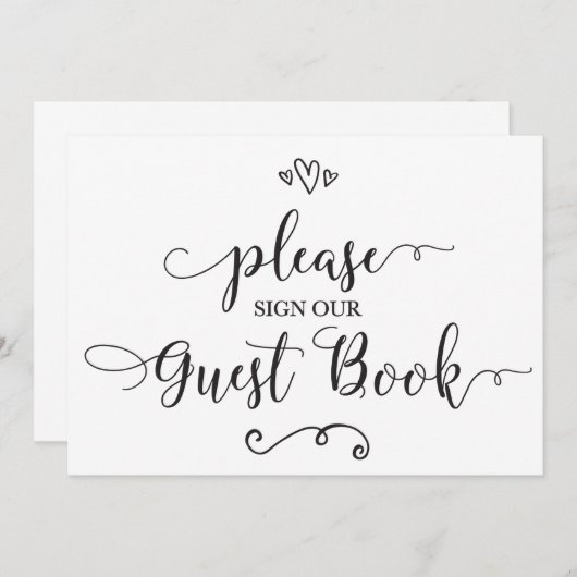 私たちのゲストブックにサインしてください ウェディングサイン 招待状 (正面/裏面)