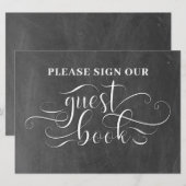 私たちのゲストブックにサインしてください ウェディングテーブルカード 招待状 (正面/裏面)