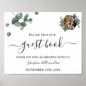 私たちのゲストブックにサインを グリーンウェディングのサイン ポスター (正面)