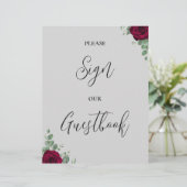 私たちのゲストブックにレッドローズのサイン結婚をサインして (スタンド正面)
