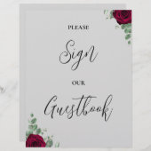 私たちのゲストブックにレッドローズのサイン結婚をサインして (正面/裏面)
