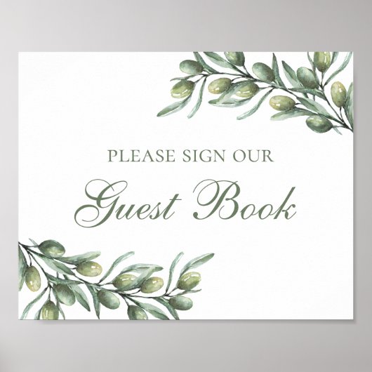 私たちのゲストブックに署名。オリーブ。イタリアン結婚 ポスター (正面)