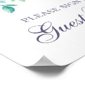 私たちのゲストブックに署名。紫とピンクの花 ポスター (角)