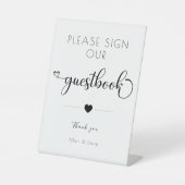 私たちのゲストブックのミニマル書道に署名してください 台座サイン (正面)