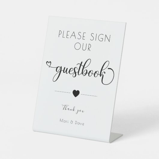 私たちのゲストブックのミニマル書道に署名してください 台座サイン (正面)