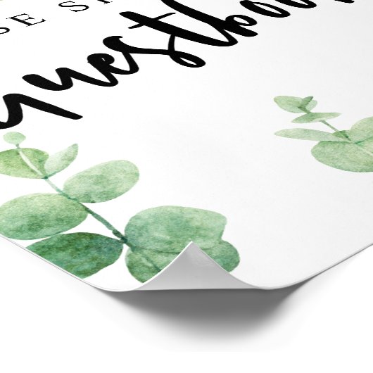 私たちのゲストブックのユーカリにサイン結婚して ポスター (角)