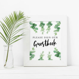 私たちのゲストブックのユーカリにサイン結婚して ポスター