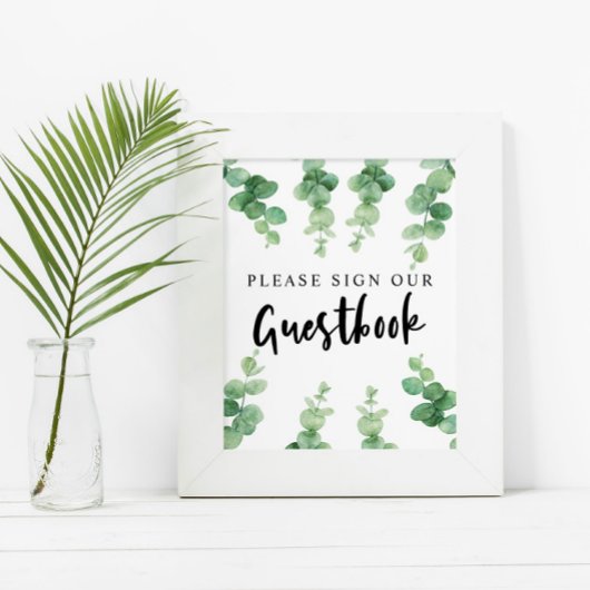 私たちのゲストブックのユーカリにサイン結婚して ポスター
