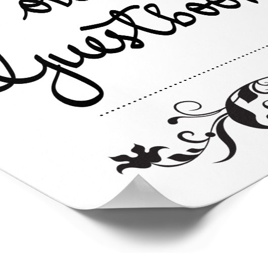 私たちのゲストブックの書道にサイン結婚して ポスター (角)