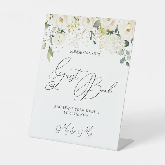 私たちのゲストブックホワイトローズにサインを下さい 台座サイン (正面)