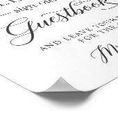 私たちのゲストブックホワイトローズのフローラに署名 ポスター (角)