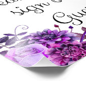私たちのゲストブックポスターにサインして。パープル結婚ズ フォトプリント (角)