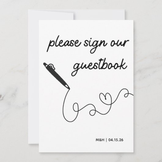 私たちのゲストブックモダンのミニマル結婚リストの署名 (正面)