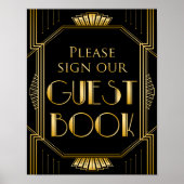 私たちのゲストブック結婚のサインに署名 | Gatsbyアールデコ ポスター (正面)
