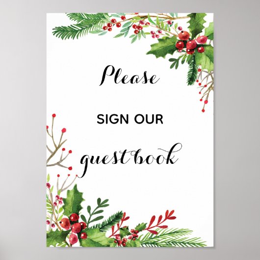 私たちのゲストブック結婚のボタニカの水色に署名 ポスター (正面)
