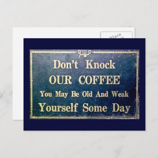 私たちのコーヒーヴィンテージ看板ダークブルーをノックしない ポストカード (正面/裏面)