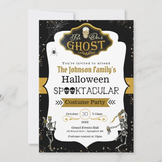 私たちのゴーストダンシングスケルトンのコスチュームパーティーに来てください 招待状