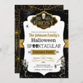 私たちのゴーストダンシングスケルトンのコスチュームパーティーに来てください 招待状 (正面/裏面)