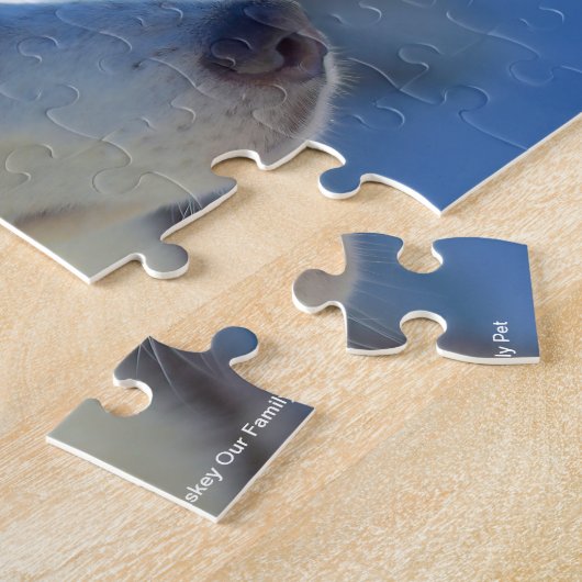 私たちのシベリアハスキー私たちの家族ペットジグソーパズル ジグソーパズル (側面)