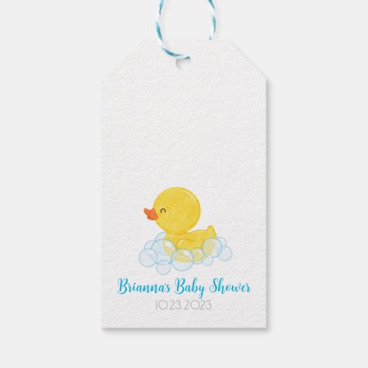 私たちのシャワーからあなたの赤ちゃんシャワーにゴムのアヒル ギフトタグ (裏面)