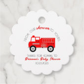 私たちのシャワーからあなたの赤ちゃんシャワーへの消防車 フェイバータグ (正面)