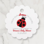 私たちのシャワーからあなたの赤ちゃんシャワーへのLadybug フェイバータグ (裏面)